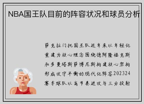 NBA国王队目前的阵容状况和球员分析